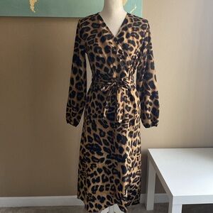 Chic cheetah print faux wrap dress small- medium